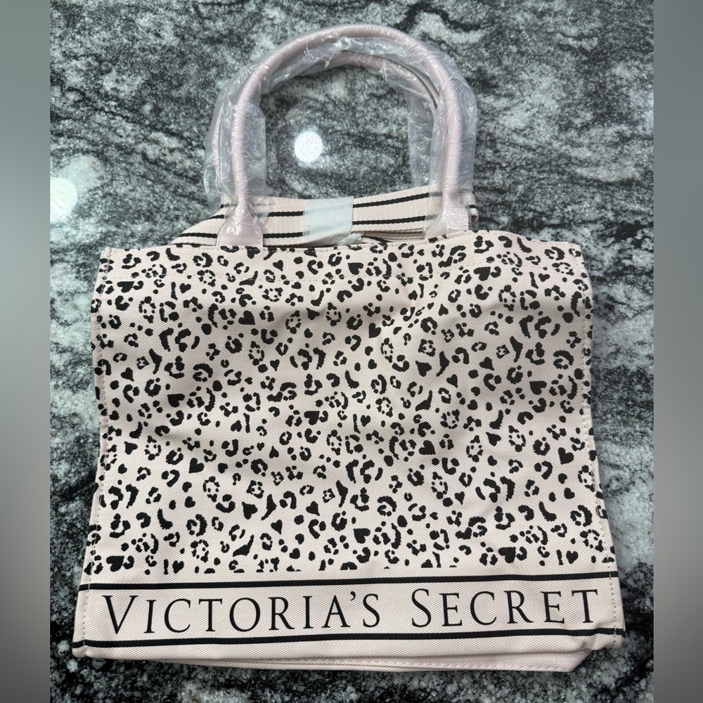Victoria’s Secret pink heart Leopard Print Tote Bag